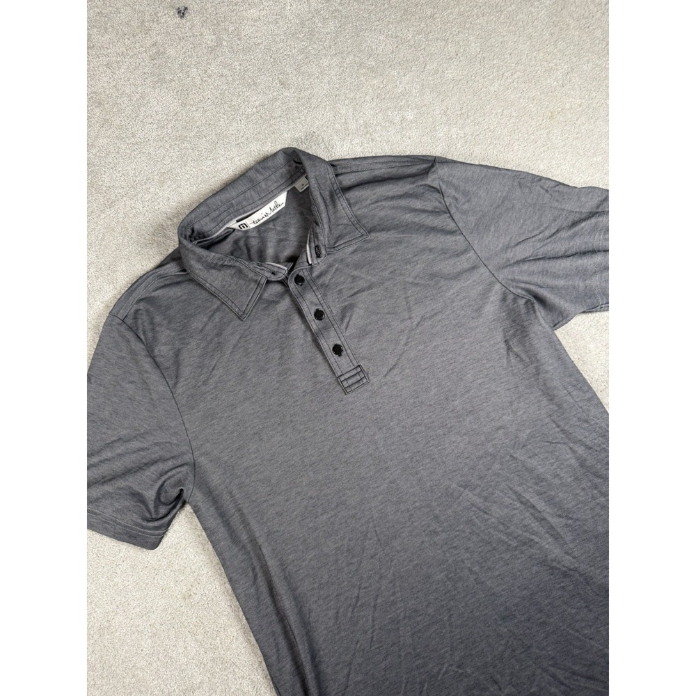 Travis Mathew Polo‎ Shirt Mens Med. Heather Gray Solid Performance Pima Cotton